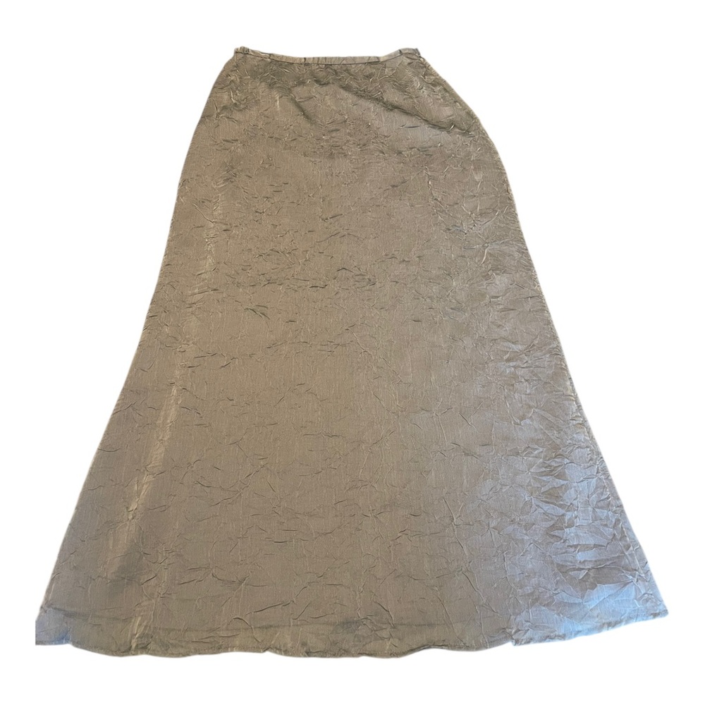 Y2K J Jill Skirt Silver Crinkle A-Line Long Maxi Boho Size 12 T New W Tags Lined